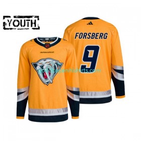 Nashville Predators Filip Forsberg 9 Adidas 2022-2023 Reverse Retro 2.0 Geel Authentic Shirt - Kinderen